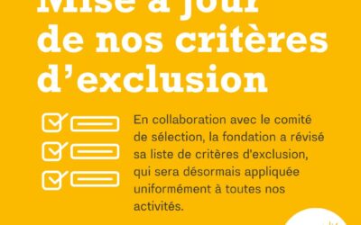 Mise à jour de nos critères d’exclusion